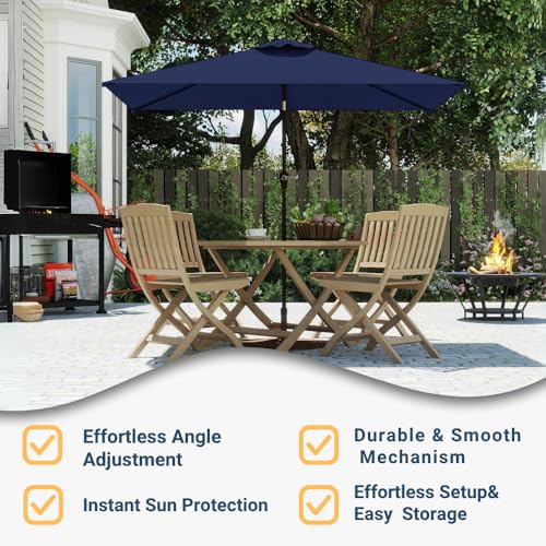 6.5' x 10' Rectangular Patio Umbrella Large Outdoor Market Umbrella w