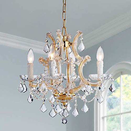 Saint Mossi 4 Light Crystal Maria Theresa Gold Chandelier Light Fixture