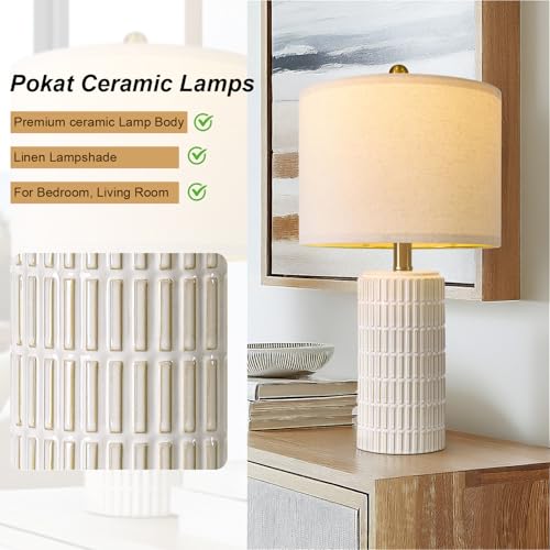 20.75" Small Modern Ceramic Table Lamps Set of 2 for Bedroom (2 Count)