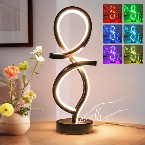 RGB Modern Small Table Lamp with LED Spiral Design
