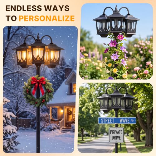 3 Head Solar Lamp Post Light