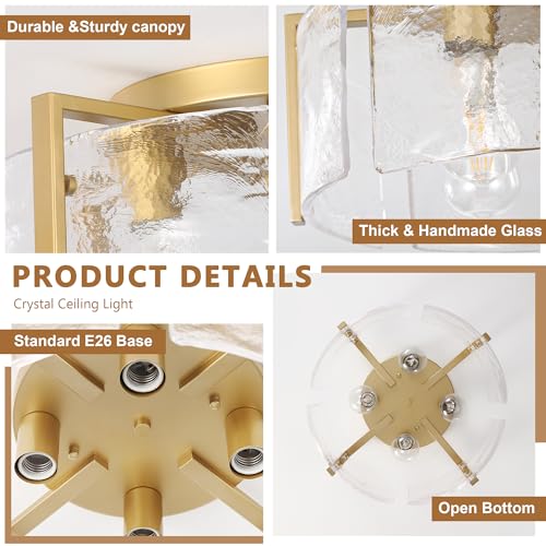 Gold 4 Light Semi Flush Mount Ceiling Light