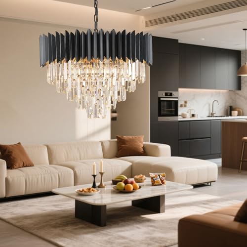 24" Modern Black Crystal Chandeliers 5