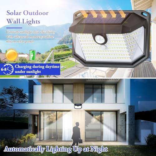 6 Pack Solar Wall Lights Outdoor with 3 Modes & Reflector (6 Count)
