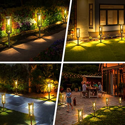 Solar Pathway Lights Outdoor Waterproof Warm White (4 Count)