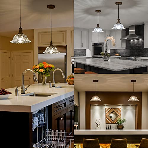 Glass Pendant Lights Modern Pendant Lighting Fixtures Hanging Lamp Brushed Finish Hanging Light Fixture for Kitchen Island Bedroom Dining Room Coffee Shop Hallway 2 Pack (2 Count)