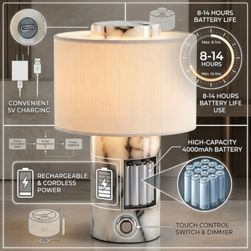 Marble Lamp Rechargeable Alabaster Stone Table Lamps