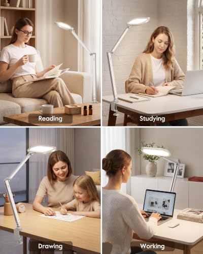 Desk Lamp for Home Office with Clamp for Video Conference