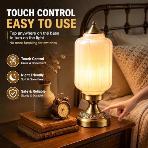Vintage Table Lamp with Milk Glass Shade (Milk White)