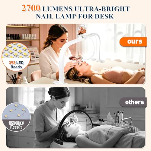 Half Moon Nail Desk Lamp with 5X Magnifier & Phone Holder (5 Count)