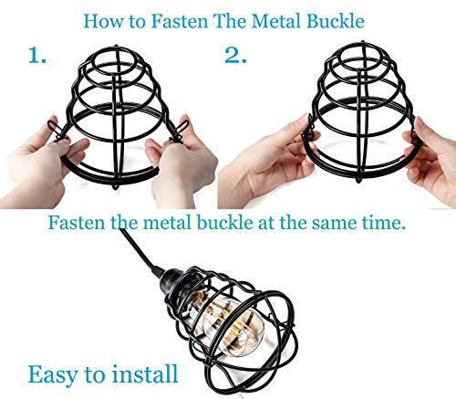 Industrial Pendant Light INNOCCY Edison Hanging Cage Pendant Lights E26 E27 Base Vintage Adjustable Pendant Lamp Fixture for Kitchen Home Lighting 2 Pack (2 Count)