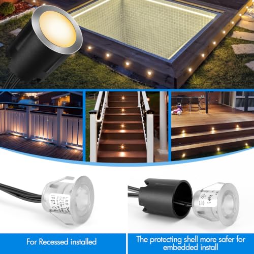 24 Pack LED Recessed Deck Lights with Protecting Shell
