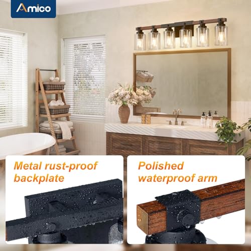 6 Light Farmhouse Bathroom Vanity Light