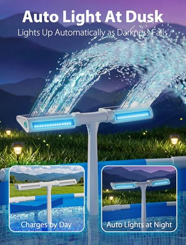 Solar Pool Fountain with Lights for Above Ground & Inground