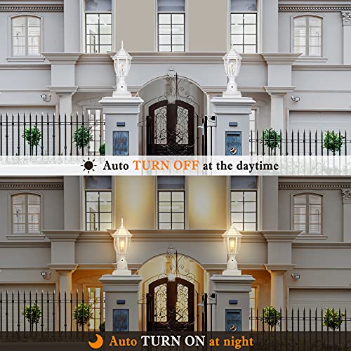 Dusk to Dawn White Outdoor Post Light with Pier Mount Base