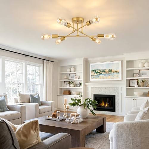 6 Lights Modern Sputnik Chandelier (Gold)