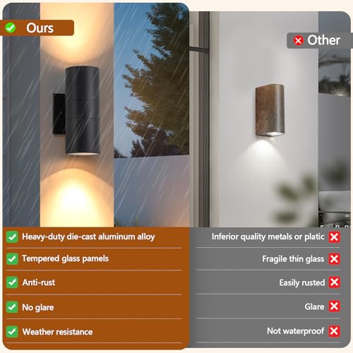 2 Pack Modern Black Outdoor Wall Light (2 Count)