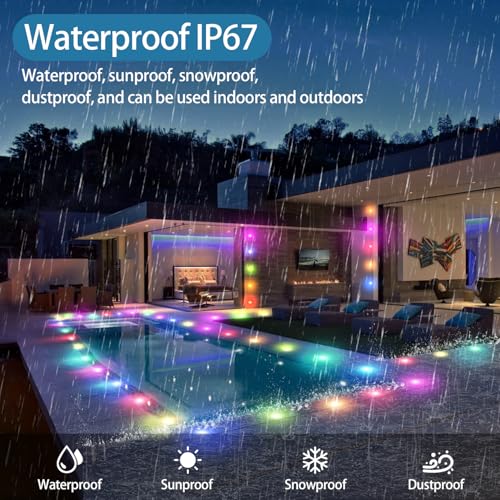 10PCS Low Voltage Recessed RGB Deck Lamp φ42mm with Remote Control (10 Count)