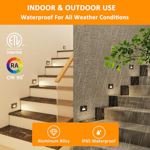 8 Pack 3CCT 120V Motion Sensor LED Step Lights Indoor Outdoor (8 Count)