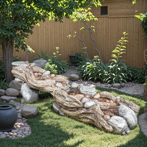 60" Long Cascading Outdoor Rock Water Fountain