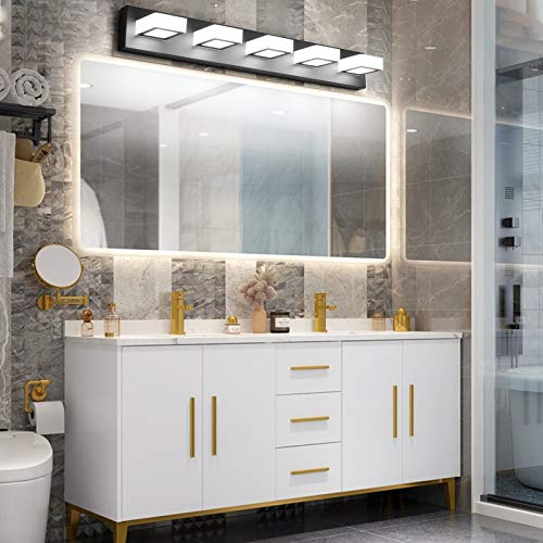 Modern Black Bathroom Lighting Fixtures 5 Lights Adjustable Acrylic Vanity Lights Fixtures Modern LED Matte Black Bathroom Vanity Lights Over Mirror