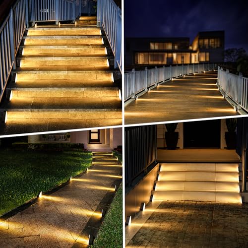 12 Pack Solar Step Lights for Outside 100 Lumen Ultra Bright (12 Count)