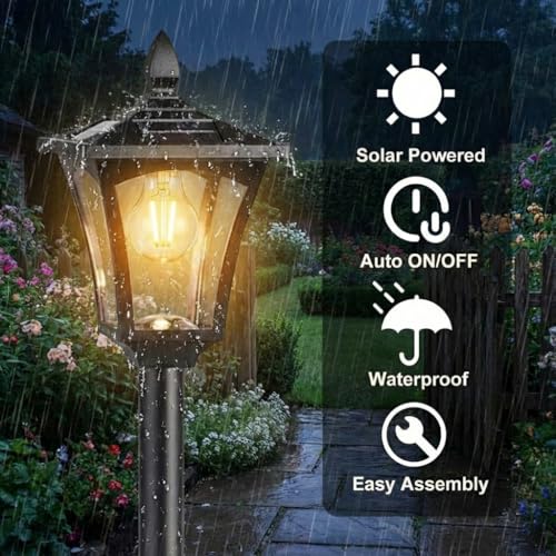 76" Solar Lamp Post Lights with Planter