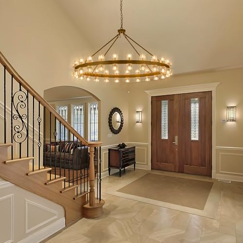 48 Inch Gold Crystal Wagon Wheel Chandelier