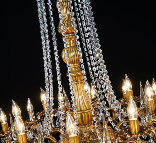 24 Light Antique Gold Crystal Chandelier