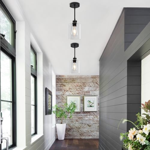 3 Pack Black Pendant Lights Kitchen Island Glass Hanging Lighting Fixtures
