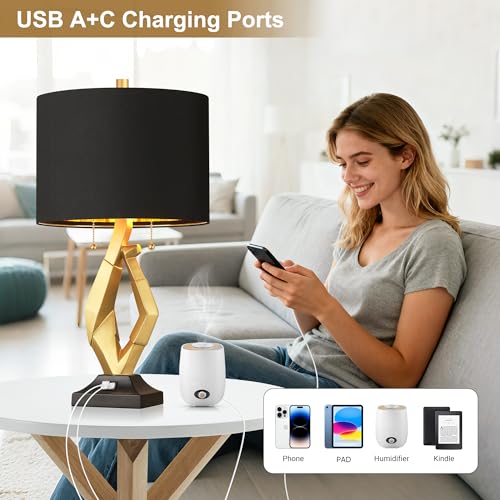 Modern Black and Gold Lamp Set of 2 (2 Count)