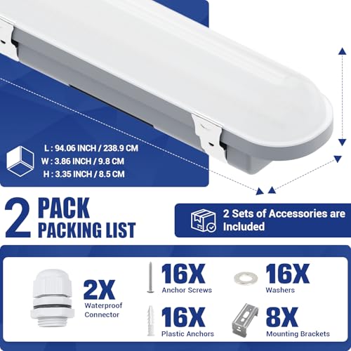 8FT LED Vapor Tight Light 120W (2 Count)