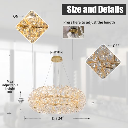 8 Light Dandelion Gold Chandelier for Dining Room