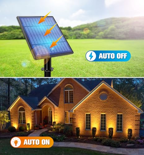 Metal Solar Spot Lights Outdoor with 9.8ft Cable Solar Powered Landscape Lighting Low Voltage IP65 Waterproof Auto On