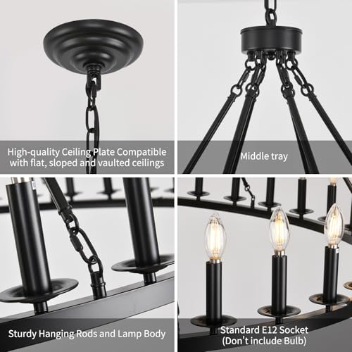 Black Wagon Wheel Chandelier 60