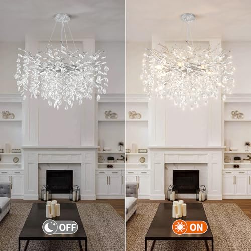 32" Silver Tree Branch Crystal Chandelier 10