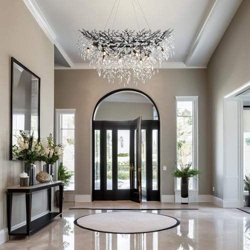 47" Black Crystal Chandelier