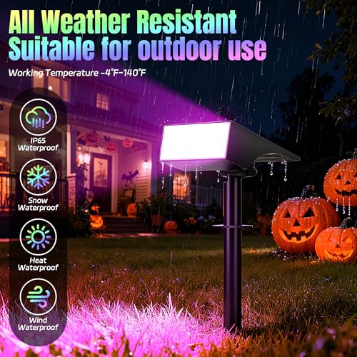 Solar Spot Lights Outdoor Color Changing 6 Pack Halloween Spotlights (12 Count)