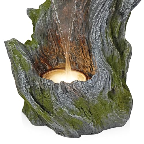 WIN1628 32" Outdoor Tree Bark Water Fountain with Color