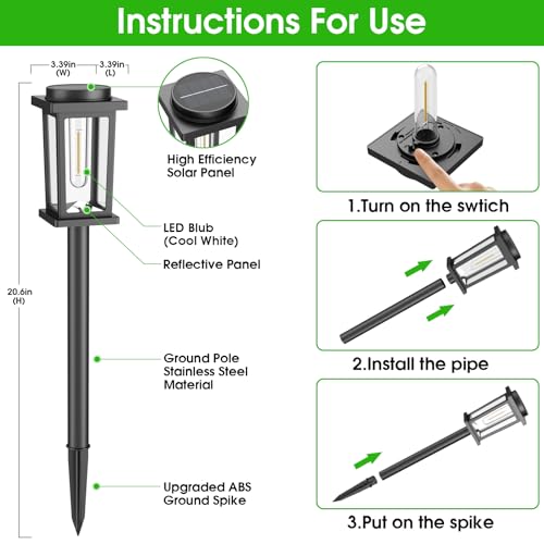 Solar Pathway Lights Outdoor (12 Count)