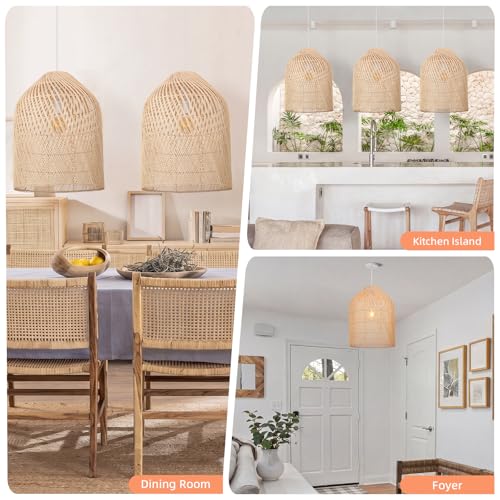 1 Light Wicker Bell Pendant Lamp