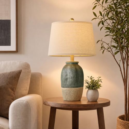 22.5" Green Ceramic Table Lamps for Bedroom