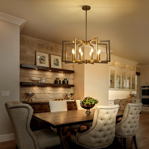 8 Light Modern Farmhouse Brushed Nickel Chandeliers for Dining Room (8 Count)