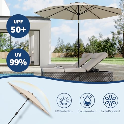 9FT Patio Umbrella 8 Sturdy Ribs Outdoor Table Umbrella