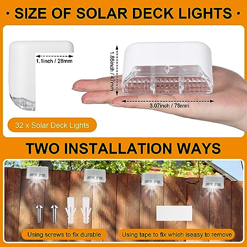 32 Pcs Solar Deck Step Lights Outdoor