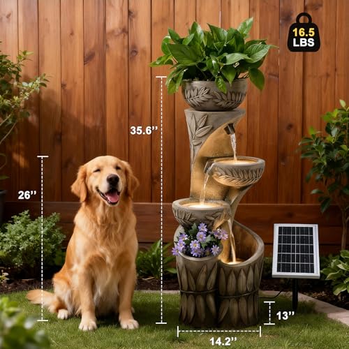 35.6" Solar Outdoor Water Fountain