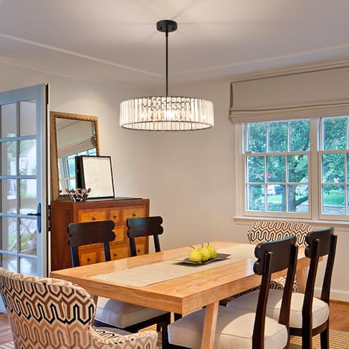 Crystal Blcak Semi Flush Ceiling Light 19.68 Inch