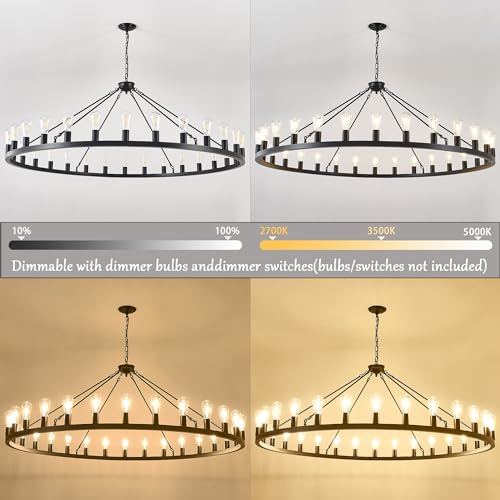 Large black wagon wheel chandelier 64 inch