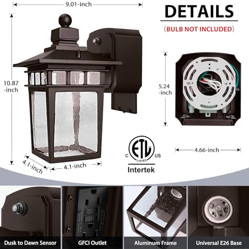 Outdoor Light with GFCI Outlet (2 Count)