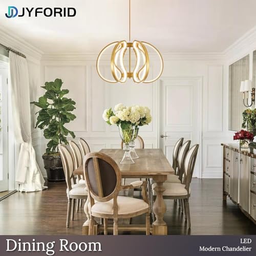 Modern Gold Chandelier with Remote Control